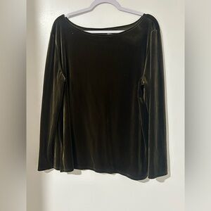 Saint Tropez West‎ Olive Velvet Long Sleeve Top green velvet
